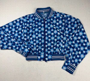 Free People FP Movement Top Speed Tennis Jacket Blue Floral Bomber Size M thumbnail 1