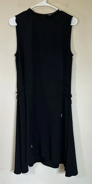 Theory Dress Kensington 6 Womens‎ Black Crepe Side Lace Up Tie Sleeveless thumbnail 1