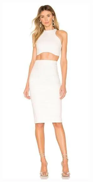 Superdown Andres Midi Dress in Ivory XXS thumbnail 1