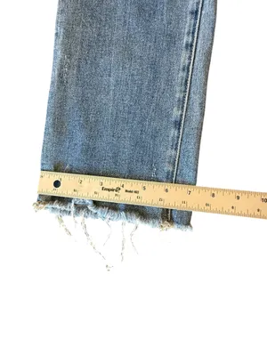 Risen High Rise Straight Leg Jeans Raw Hem Medium Wash Size Women’s Size 3/26 thumbnail 12