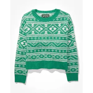 American Eagle | Green Fair Isle Snowdrift Sweater | Medium thumbnail 4