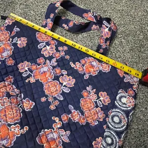 Avon Blue and Orange Floral Quilted Polyester Tote Bag thumbnail 10