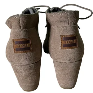 TOMS Ankle Booties Suede Leather Lace Up Wedges Women's‎ Shoes Size 8 thumbnail 8