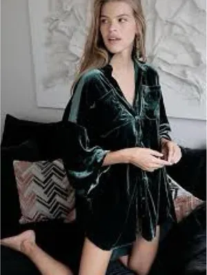 the Free People Lux Velvet Shirtdress thumbnail 1