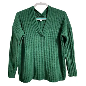 J Jill Sweater‎ Women Medium Green Chenille Knit V Neck Pullover Lucky Feminine thumbnail 1