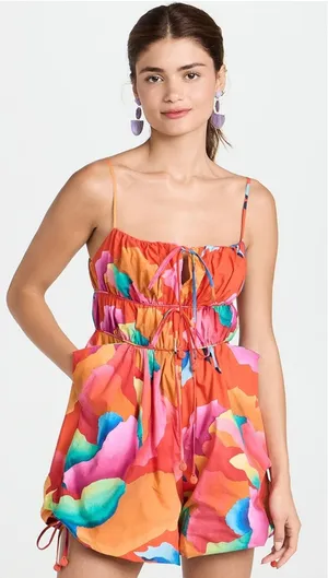 FARM Rio Ombre Chita Red Romper Size XS thumbnail 1