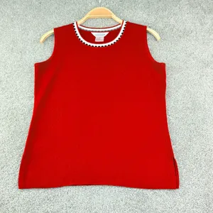Exclusively Misook Knit Shell Women S Red Sleeveless Tank Top Elevated‎ Basic thumbnail 2