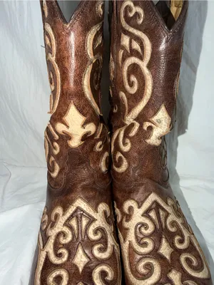 Tony Lama Earth Santa Fe Leather Snip Toe Western Boots VF3024 Size 9B thumbnail 7