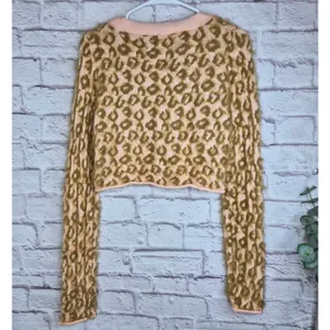 NWT Urban Outfitters Kimchi Blue Meo Fuzzy Leopard Cropped Cardigan S Pink Honey thumbnail 9