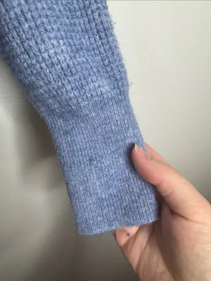 J. Crew Heathered Light Blue Waffle Knit Wool & Alpaca Blend Crew-neck Sweater S thumbnail 3