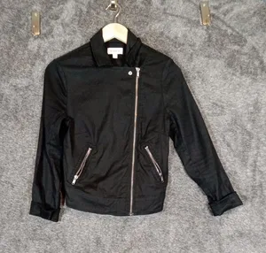 Evereve Jagger Moto Jacket Line Blend Black Shoukder Pads Womens Size Xs thumbnail 1