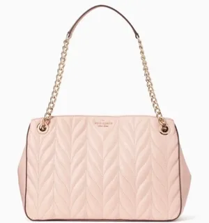 Kate Spade Large Shoulder Bag Briar Lane Quilted Emelyn Pink Leather Gold Chain thumbnail 1