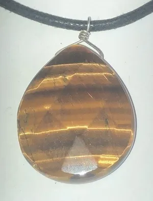 Boho Black Cord & Tigers Eye Stone Boho Pendant Necklace thumbnail 1