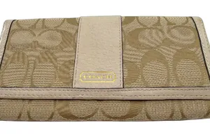 Coach Signature C Flap Beige Canvas Wallet thumbnail 1