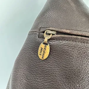 Stone Mountain Dark‎ Chocolate Brown Pebbled Leather Brass Grommet Bucket Bag thumbnail 12