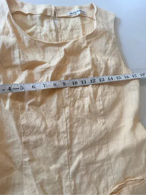 Reformation butter yellow Sleeveless linen Mini Shift Dress thumbnail 5