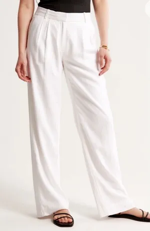 Abercrombie & Fitch White Linen Lined Blend Trousers Pant Size 27/4 thumbnail 1