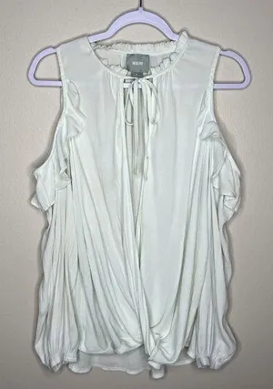 Anthropologie Maeve Mint Cold Shoulder Ruffle Blouse M‎ thumbnail 1