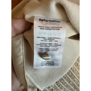 Reformation Womens Blouse sz 12 Beige Silk Puff Sleeve thumbnail 5