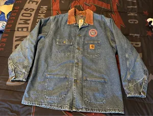 Vintage Carhartt Blanket Lined C59DST Jacket Denim Chore Barn Coat Men’s XL USA thumbnail 1