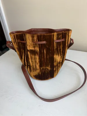 SEZANE VELVET MINI FARROW Brown Velvet Crossbody Bag Sold Out thumbnail 15