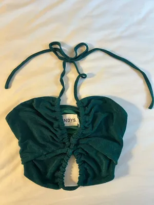 Revolve Teal Halter Crop Top thumbnail 2