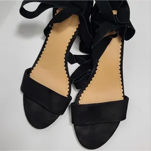 LOFT Lace Up Black‎ Open Toe Sandals Size 8 thumbnail 3