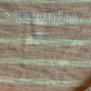 Soft Surroundings Top Womens M Orange Stripe T-Shirt V-Neck Short Sleeve Cotton thumbnail 2