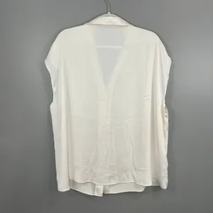 MNG Mango Blouse Women 2XL Cream Great Satin Sleeveless Button Down 77120 thumbnail 5