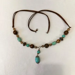 Vintage Single Strand Women's Necklace Beaded Bohemian Handmade Turquoise Retro thumbnail 6