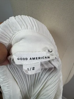 Good American Always Fits Plisse Blouse Size 1/2 Medium thumbnail 9
