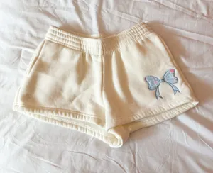 Altar'd State Revival Cream Embroidered Bow Lounge Shorts Size XS thumbnail 1