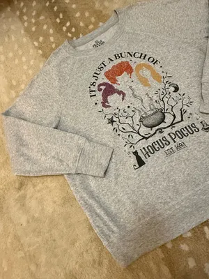 Disney Hocus Pocus Sweatshirt XXL Gray Sanderson Sisters Halloween Crewneck thumbnail 4