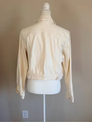 NWT Good American Soft Denim Jacket in Cloud White size medium thumbnail 6