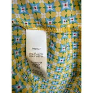 Max Studio Yellow Geometric Floral V-Neck Ruffle Peplum Blouse Size XS NEW thumbnail 6