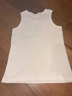 Vintage Cream Thermal Tank | Waffle Knit Minimalist Coastal Summer thumbnail 3