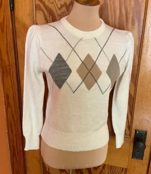 Vintage 80s hunters glen feminine argyle sweater thumbnail 7