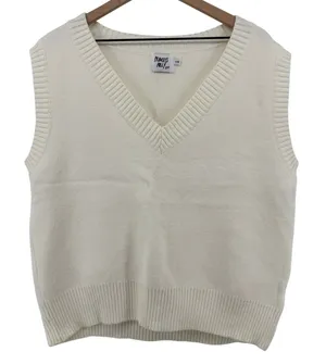Princess Polly Sleeveless‎ V-Neck Sweater Vest Cream Ivory Women S/M Preppy Y2K thumbnail 1