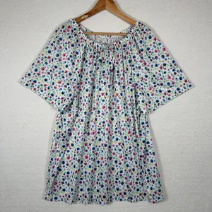 Vintage 1X Joro Womens Blouse Hawaiian MuuMuu Peasant Top Short Sleeve Floral‎ thumbnail 1