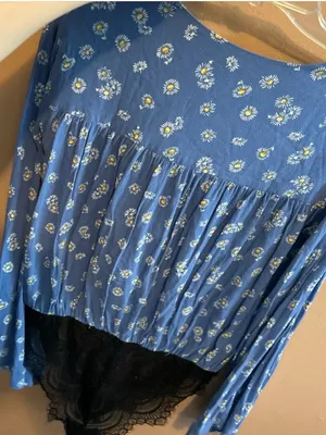 Free People Daisy Lace Bodysuit Blue Women’s Size Small thumbnail 4