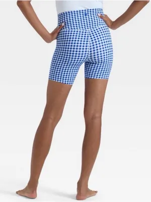 All in Motion Everyday Soft Ultra High-Rise Bike Shorts 6" Blue Gingham thumbnail 2
