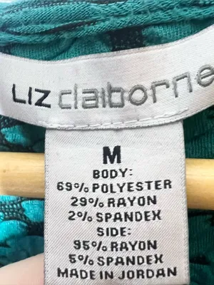 Liz Claiborne Teal & Black Textured Sleeveless Stretch Blouse Top Size Medium thumbnail 5