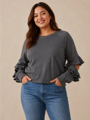 Lanston Ruffled Sleeve Crewneck Sweatshirt thumbnail 1