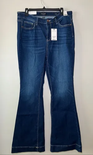 Judy Blue High Waist Flare Jeans - Deep Blue thumbnail 1