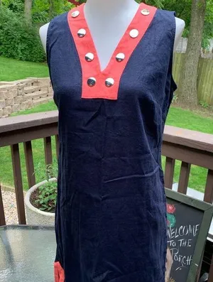 Tommy Hilfiger Women’s Slitted Short Shift Dress Petites 2P Blue thumbnail 1