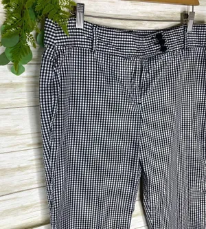 Ann Taylor LOFT Blck and White Gingham Checkered Marisa Cropped Pants thumbnail 2