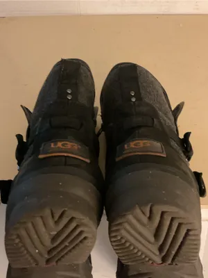 UGG women Black Leather and Gray Wool Moto simmens Boots US 8.5 thumbnail 8