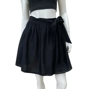 Club Monaco Claire Black Silk/Linen Blend Wrap Skirt, Sz Medium NWT $109 retail thumbnail 3