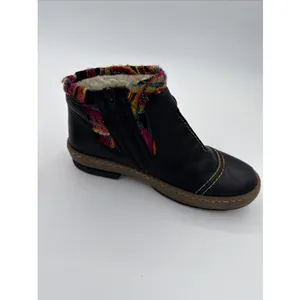 Rieker Felicitas Black Boots US 8 EU 39 Faux Leather Boho Knit Cuff Ankle thumbnail 7