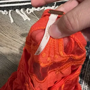 Free people Orange Embroidered mesh‎ Top M thumbnail 11